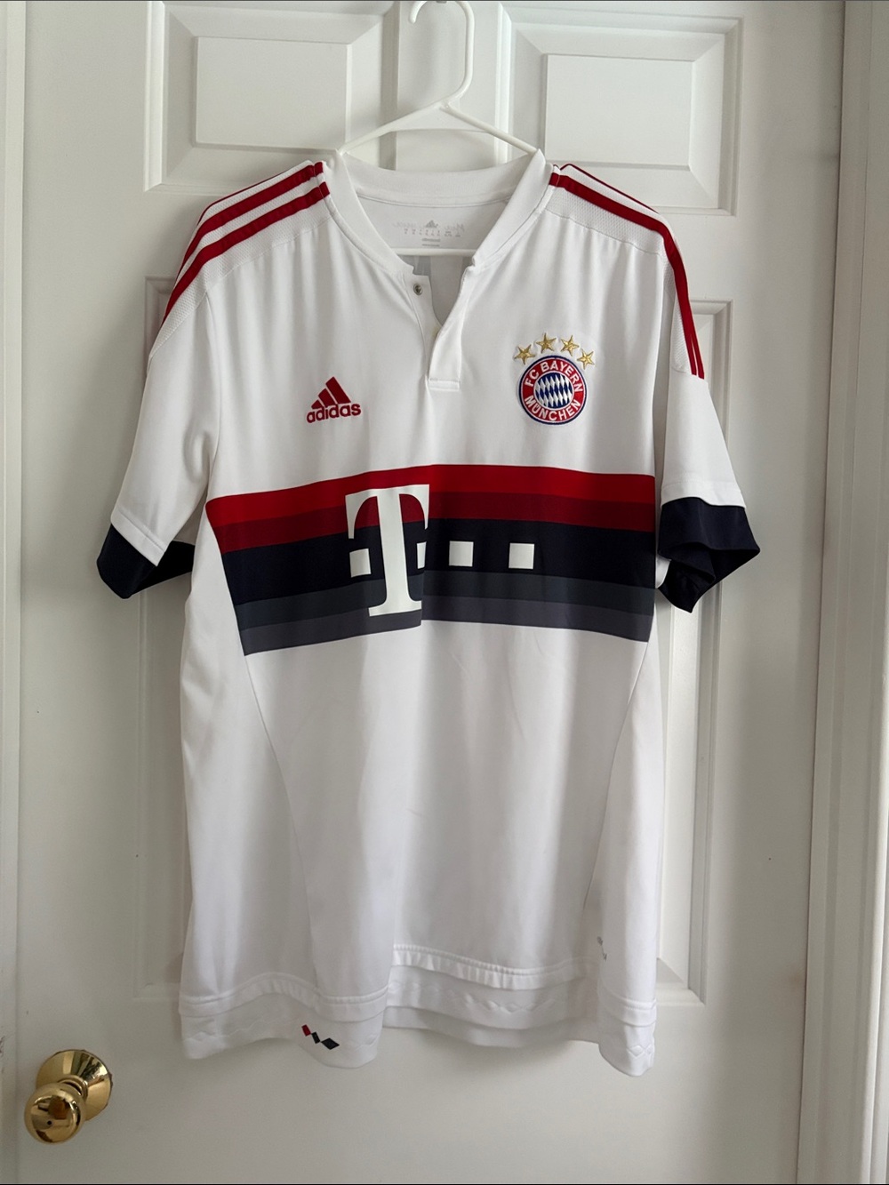 Adidas White Bayern Munich Jersey with Red and Navy Accents